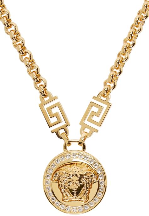 versace gold medallion necklace free shipping|Versace medallion necklace.